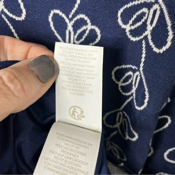 Boden Climbing Ivy Newlyn Dress Navy Blue Size 6 Jacquard Fluted Sleeves JQ232 - Picture 10 of 10